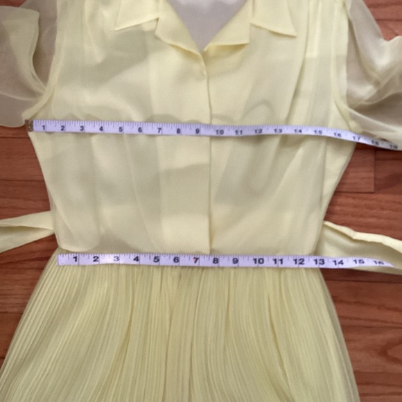 Vintage Yellow Pleated Chiffon Maxi Dress - Picture 5 of 10